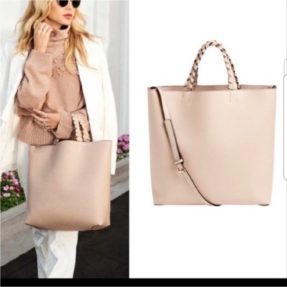 Jules Kae x Rachel Zoe blush colored vegan leather tote/crossbody